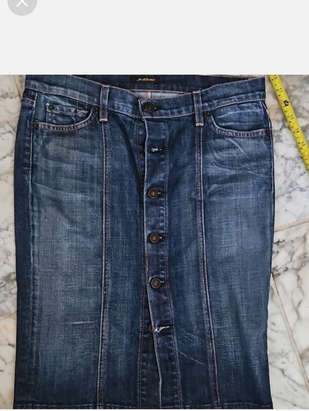 7 For All Mankind Dark Blue Denim Pencil Skirt - Picture 2 of 5